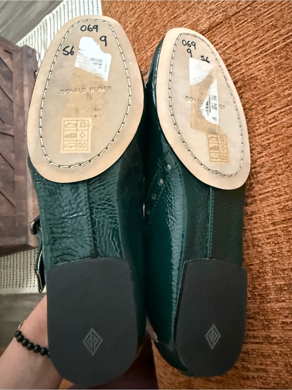 Donald J. Pliner Teal Patent Mary Jane Flats with Studded Strap - Picture 5 of 5